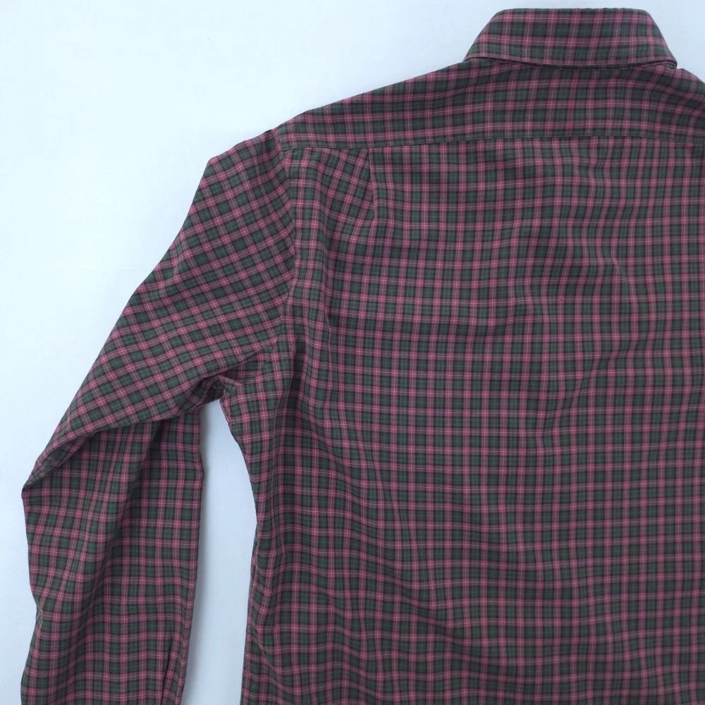 Polo Ralph Lauren Mens Button Down Shirt M Burgundy Green Plaid Long‎ Sleeve